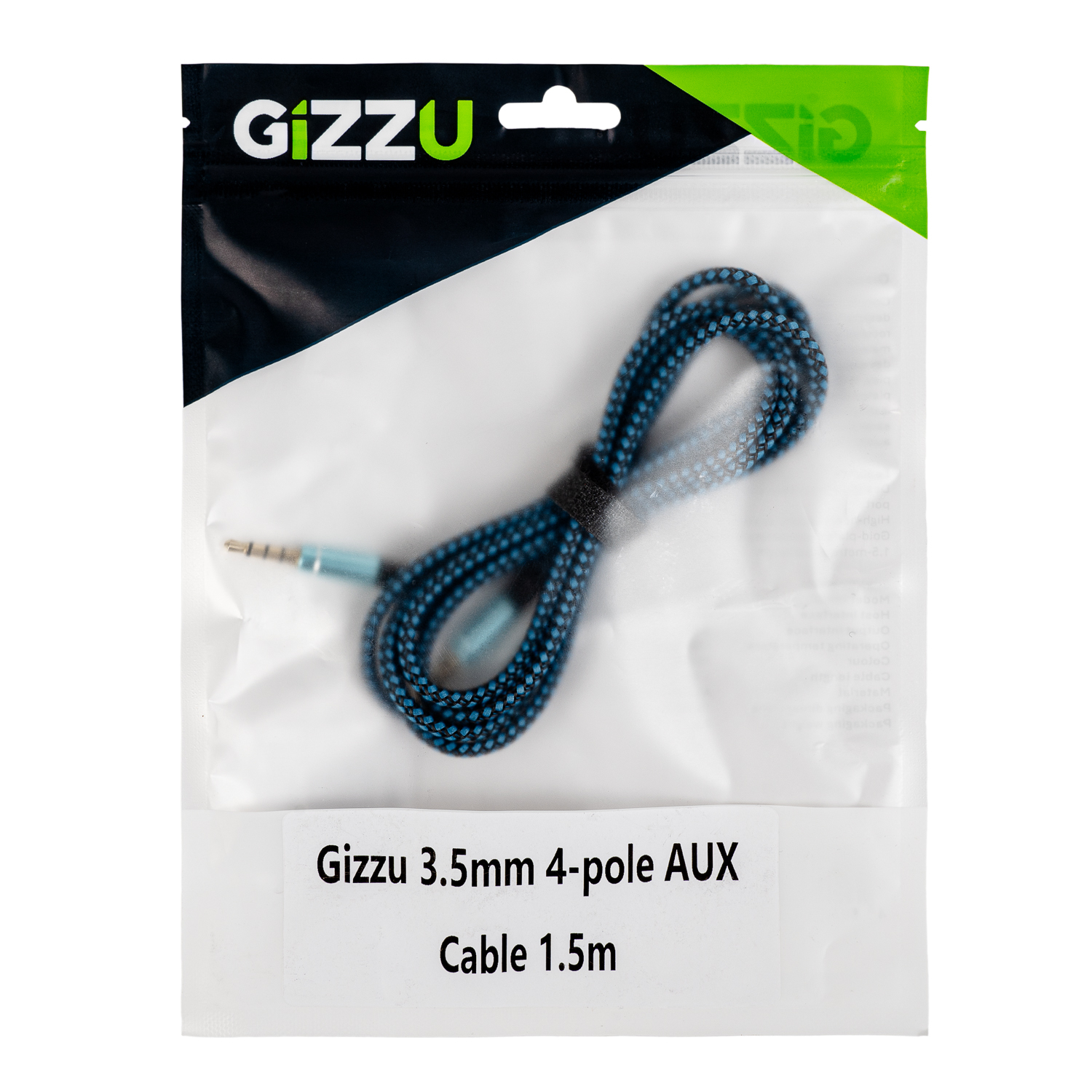 Gizzu 3.5mm AUX Cable 1.5m – Black/Blue