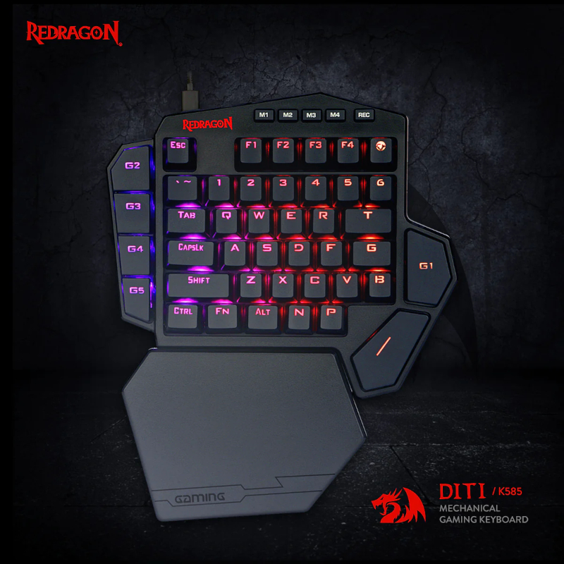 REDRAGON Diti Elite Pro One-Handed RGB Wireless Mechanical Gaming Keyboard – Black