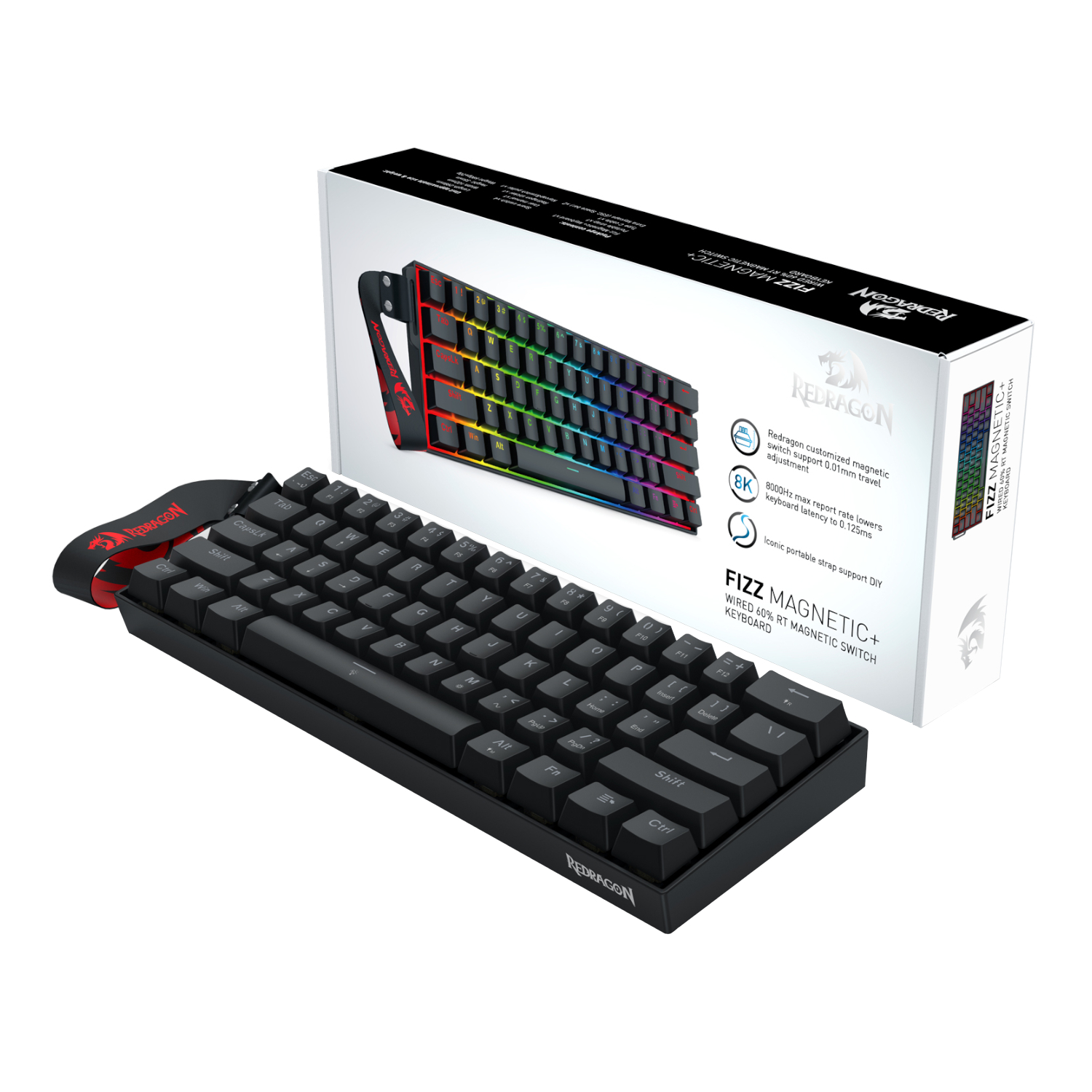 Redragon FIZZ Magnetic Plus 60% RGB Gaming Keyboard – Black